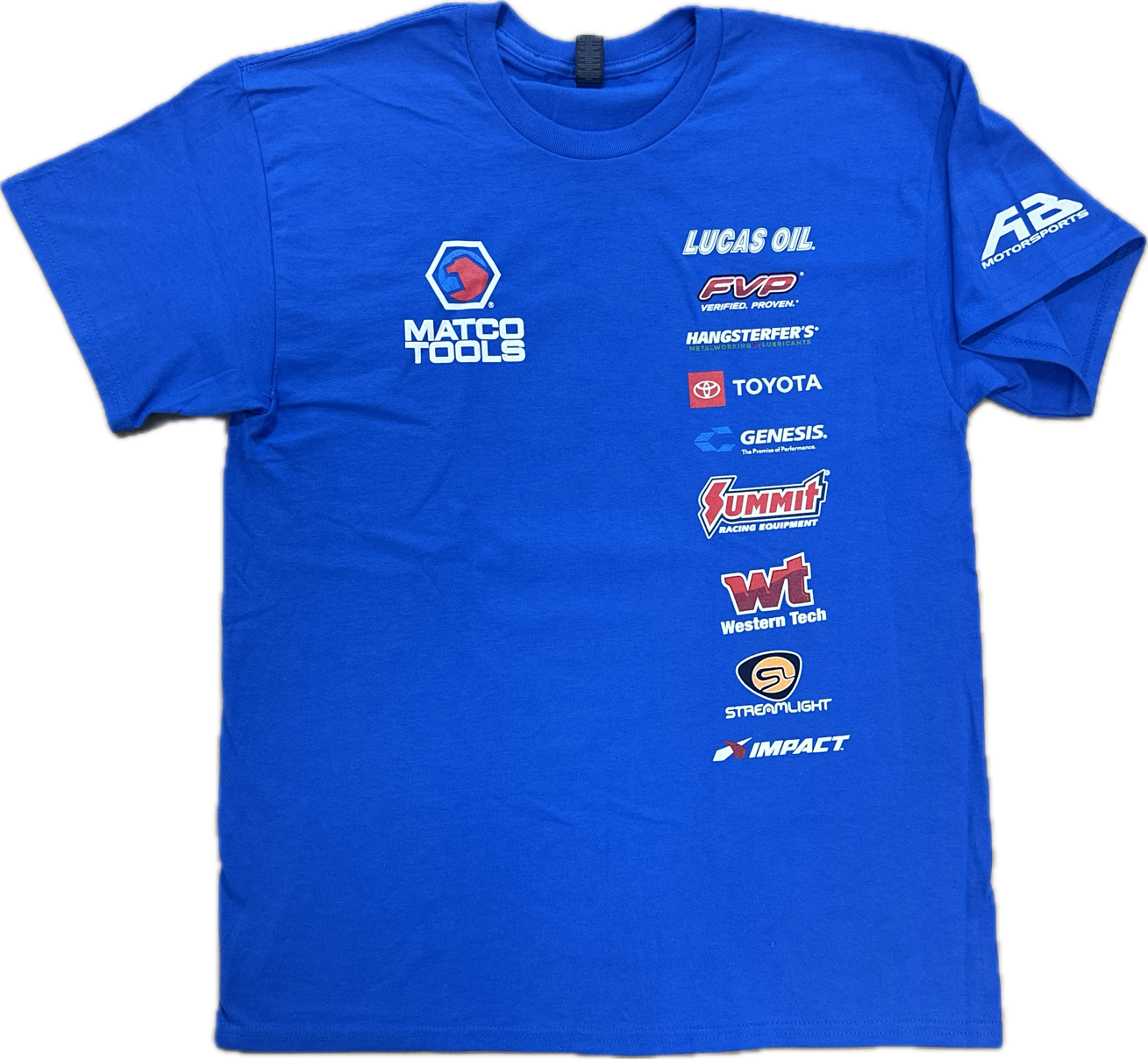 2025 Antron Brown AB Motorsports Matco Tools Blue Sponsor 1TF T-Shirt